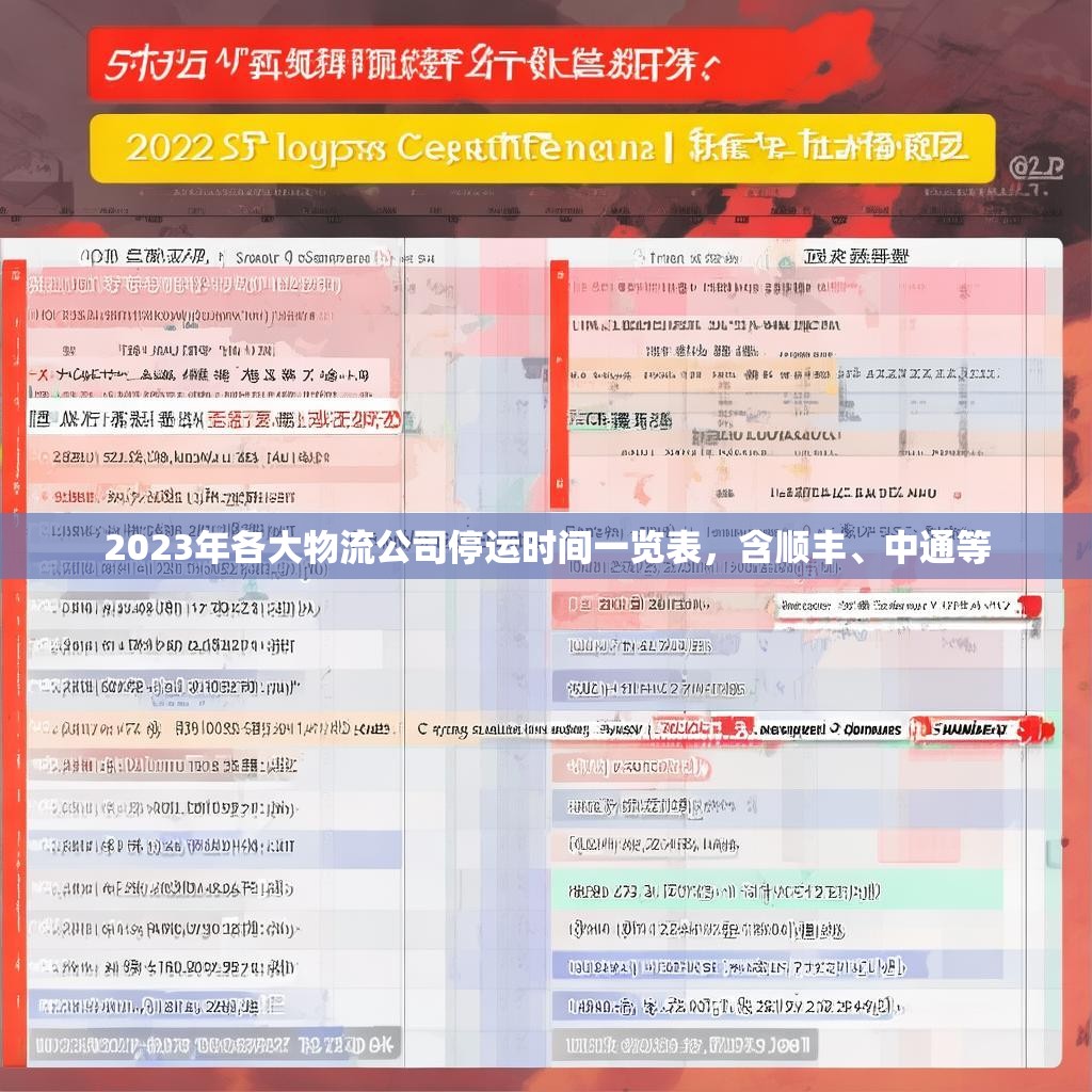 2023年各大物流公司停运时间一览表，含顺丰、中通等