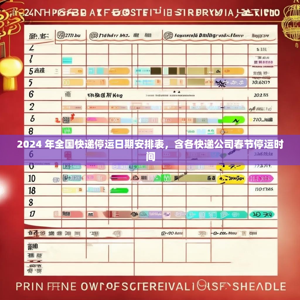 2024 年全国快递停运日期安排表，含各快递公司春节停运时间