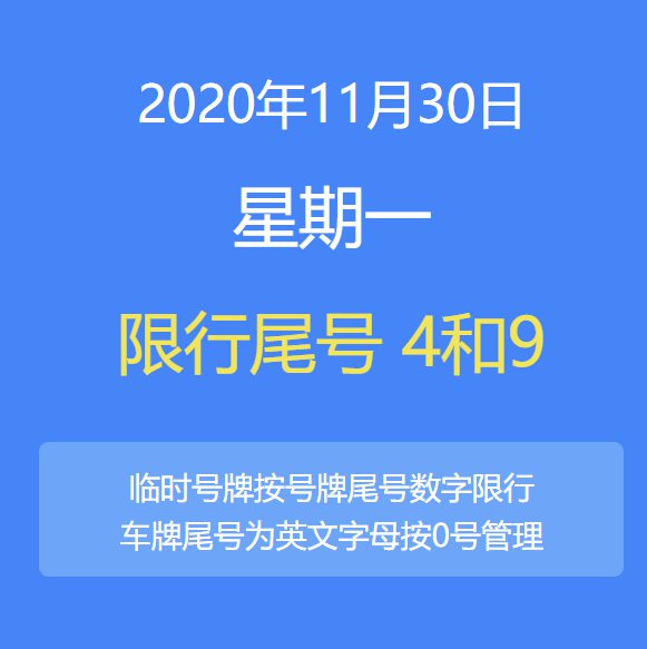 2020年11月30日北京限号4和9，京津冀限号详情速看